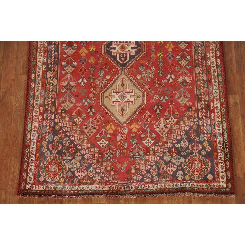 Vegetable Dye Abadeh Persian Vintage Area Rug Hand-Knotted Wool Carpet - 4'3"x 6'9"