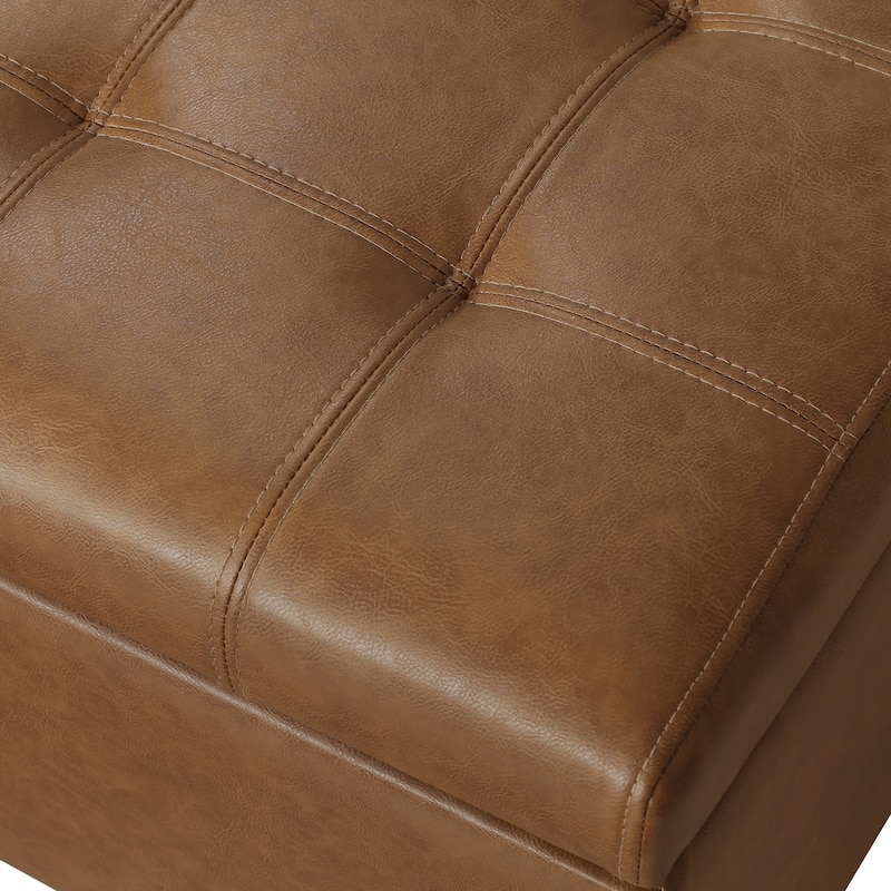 Adeco 50" Bonded Leather Storage Ottoman Bench