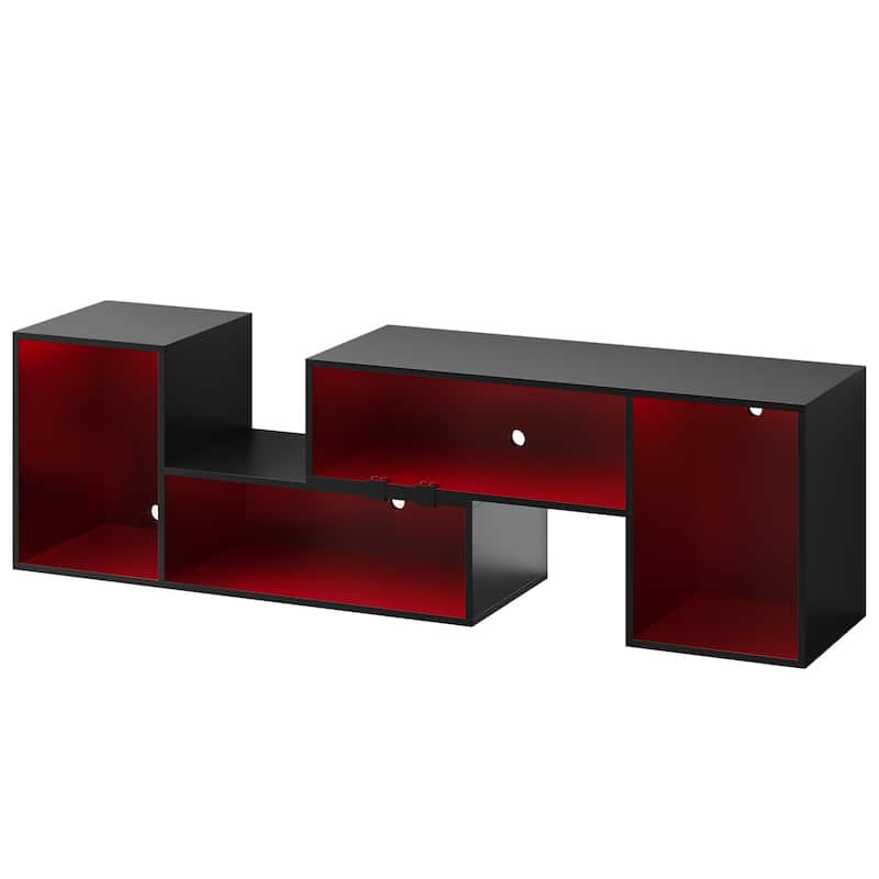 Moasis Modern DIY TV Stand Deformable Entertainment Center with LED Light Strip - Black