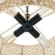 preview thumbnail 7 of 8, 20 in. 4-Light Rattan Tiered Drum Chandelier Light with Black Canopy - 4-Light 20" W