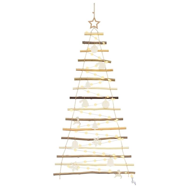 vidaXL Christmas Tree with LEDs Natural Solid Ash wood