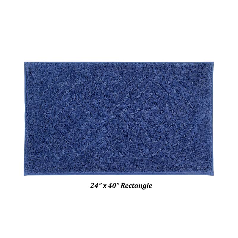 Better Trends Bath Rug 100% Cotton Tufted Soft & Plush Water Absorbent Bathroom Rugs for Shower, Sink Bath Mats Trier Collection - 24" x 40" Rectangle - Blue