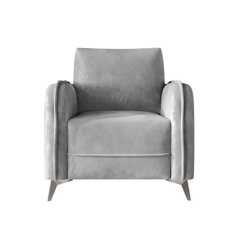 CraftPorch Luxurious Velvet Upholstered Chair - Silver Grey