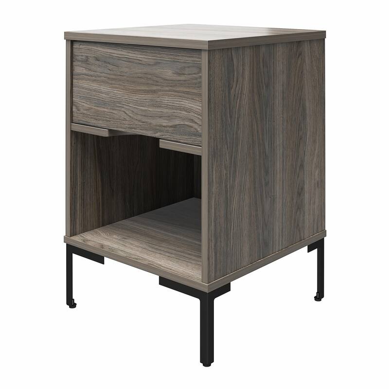 Industrial Edge Nightstand with Drawer and Open Storage