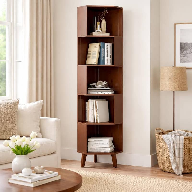 Corner Shelf, Multi-layer Corner Bookshelf, Bookcase, Display Rack - 13"L x 13"W x 71.5"H