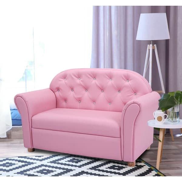 slide 2 of 12, Costway Kids Sofa Princess Armrest Chair Lounge Couch Children Toddler Pink