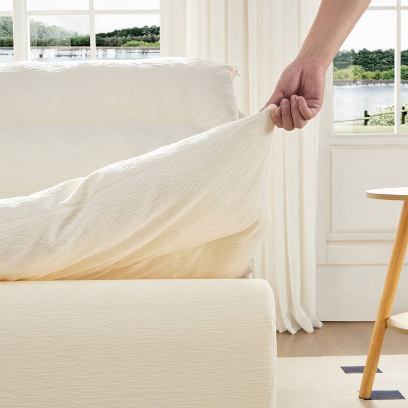 Modern 3-Seater Fully Compressible Modular Sofa, Armless Lounge Sofa with Removable Cover, Upholstered Couch for Living Room