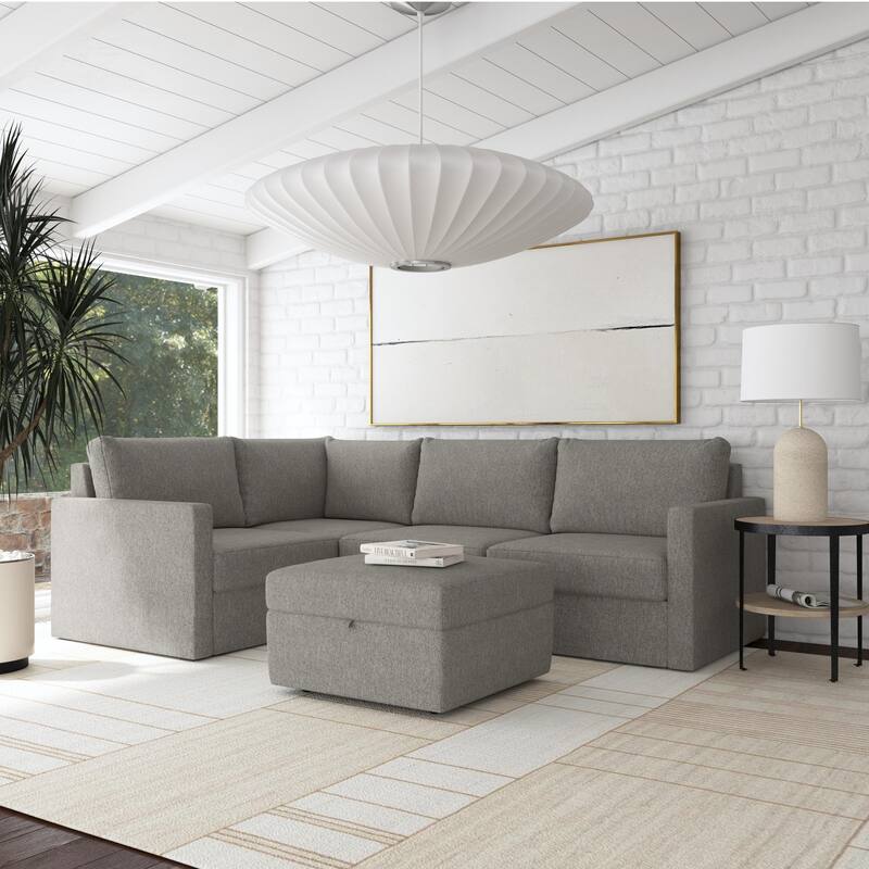 Flexsteel 4-Seat Modular Sectional with Storage Ottoman - 103" x 35" x 72"