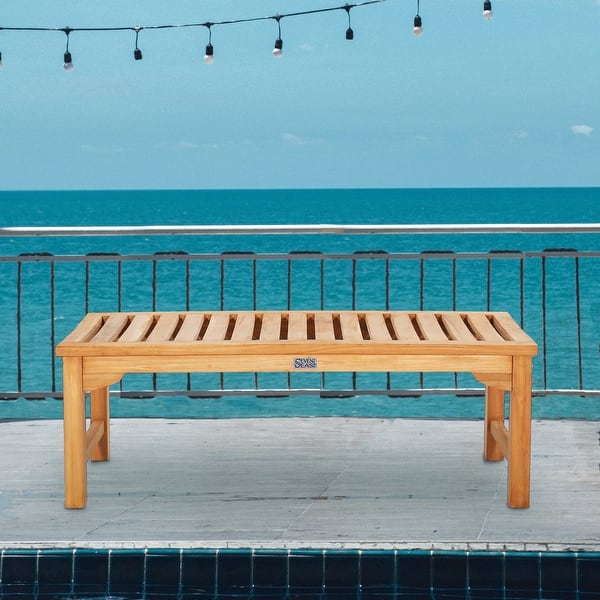 Seven Seas Teak Ocean City Outdoor Teak Wood Patio Backless Bench, 4