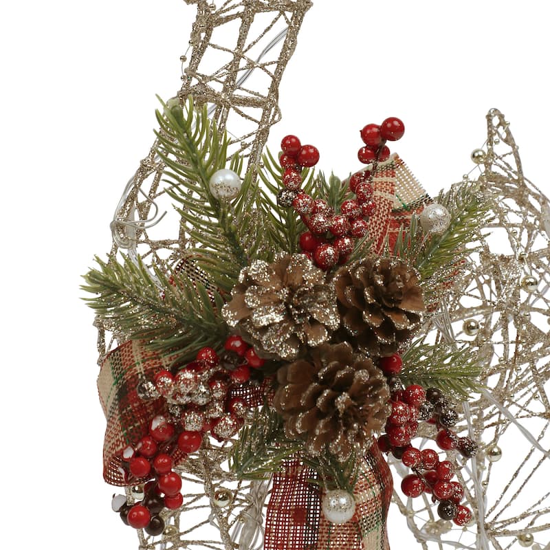 Alpine Corporation Gold Wire Holiday Decor Reindeer with Warm White LED Lights