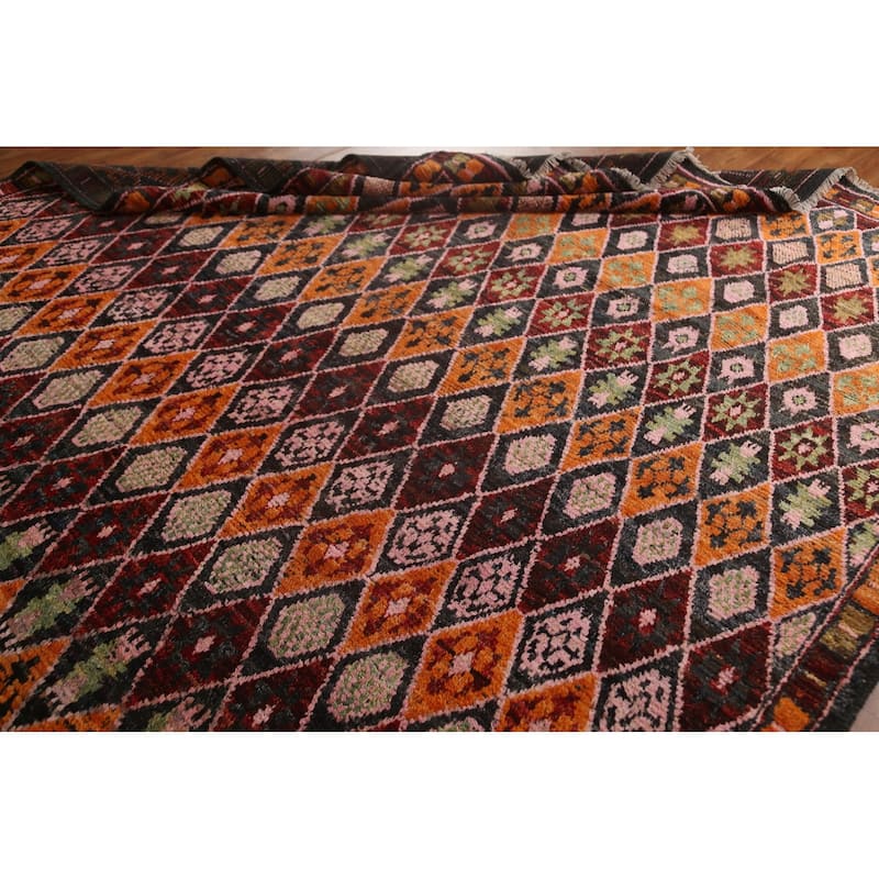 Trellis Moroccan Tribal Wool Area Rug Hand-knotted Living Room Carpet - 8'6" x 10'0"