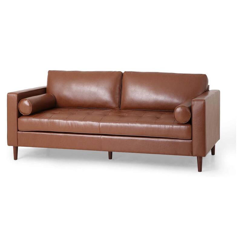 3 Seat PU Sofa with Wooden Frame and Legs
