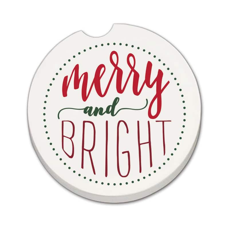Merry Lights 2 Pack Absorbent Stone Coaster for Vehicle Cup Holder 2.6” Diameter Manufactured in The USA - Multi