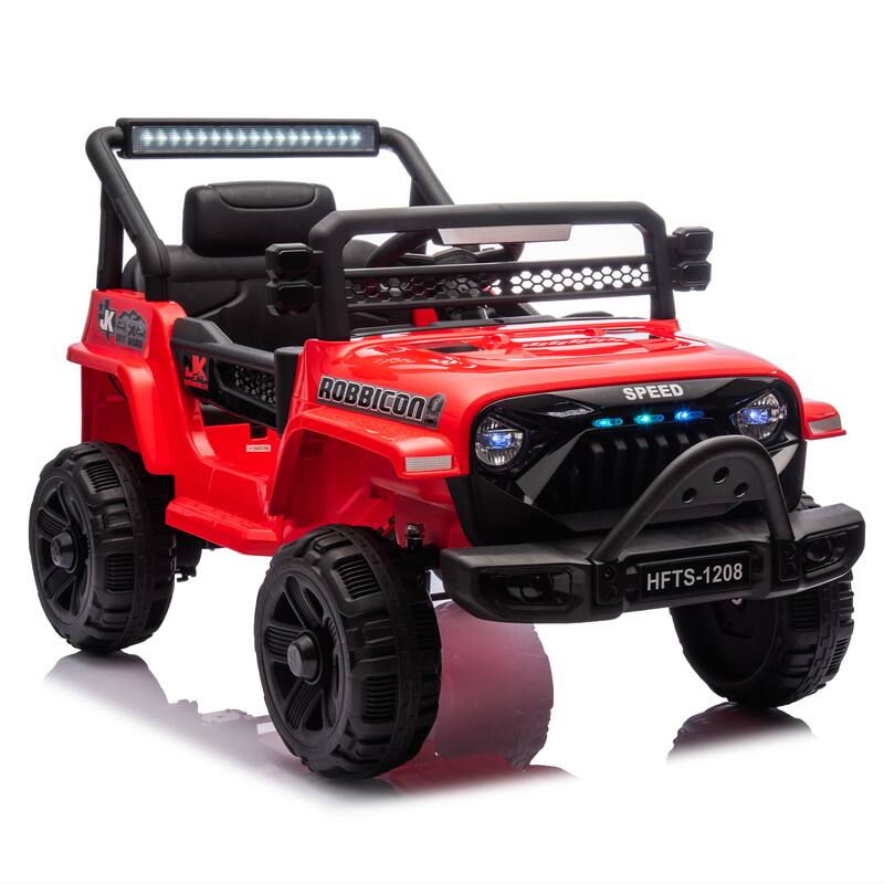 Kids' 12V Ride-On Truck with Early Education, LED Lights, and Music, Perfect Holiday Gift