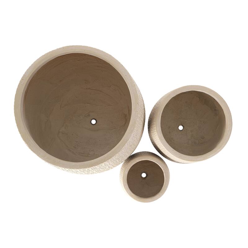 Egg-Shaped Lightweight MGO Outdoor Planter Set of 3,Modern Stone-Look Textured Flower Pots with Drainage Holes and Rubber Plug