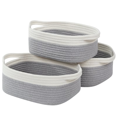 VECELO Large Round/Rectangle Blanket Storage Baskets,Toy Storage Organizing with Handle