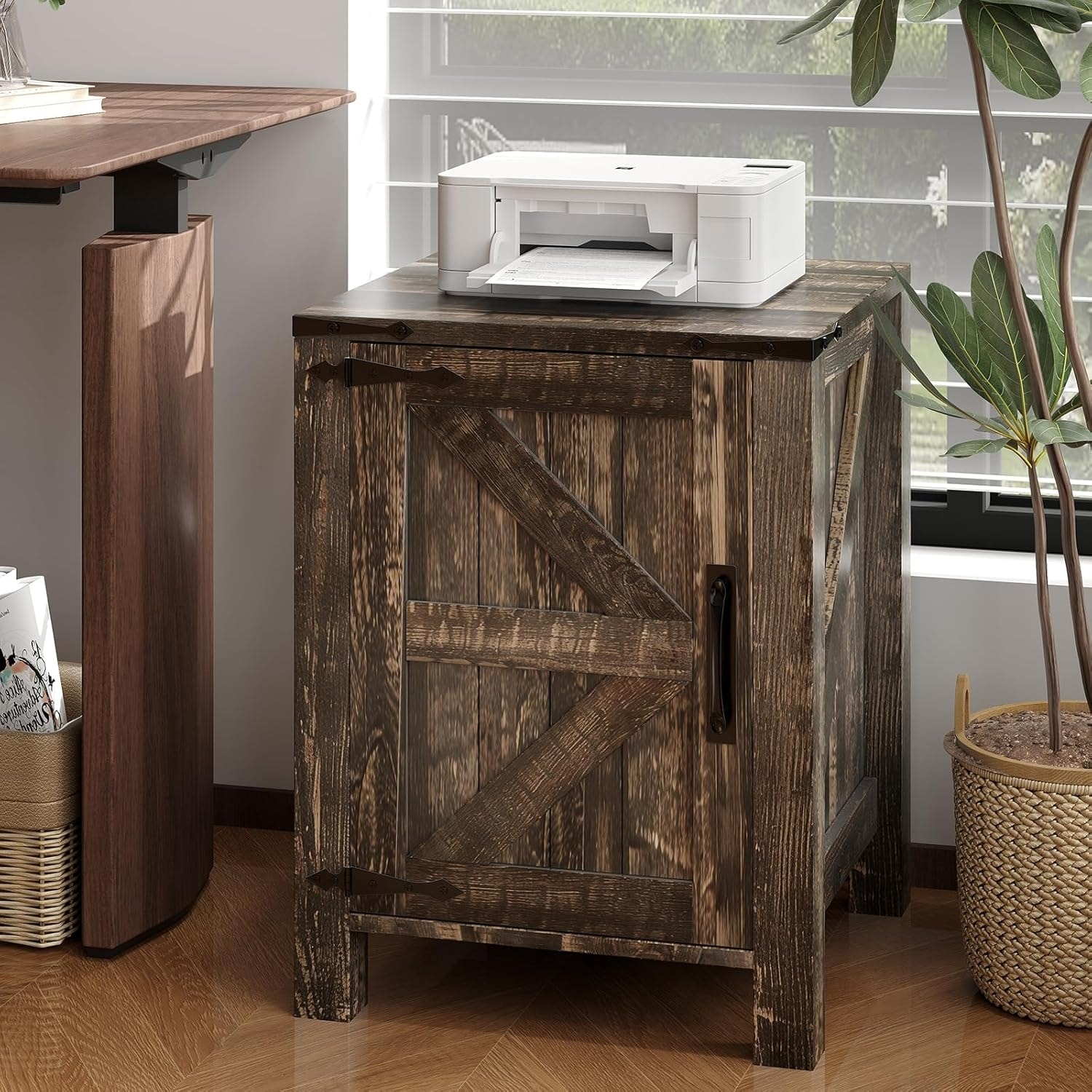Bedside Tables Rustic Bedside Tables with Sliding Barn Door, Adjustable Shelf