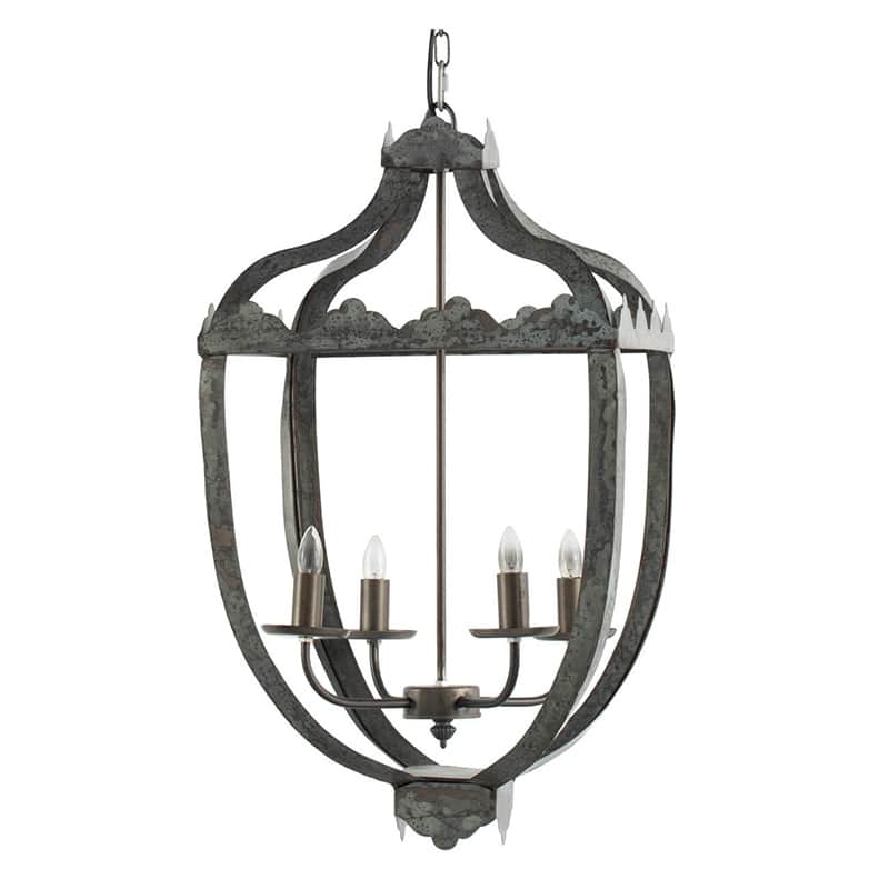 4 - Light Metal Chandelier, Hanging Light Fixture with Adjustable Chain for Kitchen Dining Room, Bulb Not Included