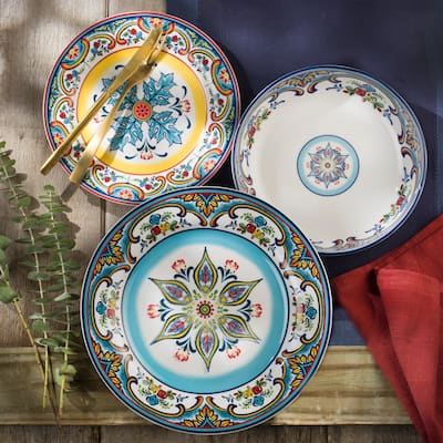 Euro Ceramica Zanzibar 4 Piece Dinner Plate Set - 10.63 in. x 10.63 in. x 1.1 in.