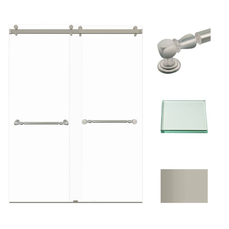 Transolid BYPT608010C-N 80" High x 60" Wide Bypass Frameless Shower - Brushed Stainless