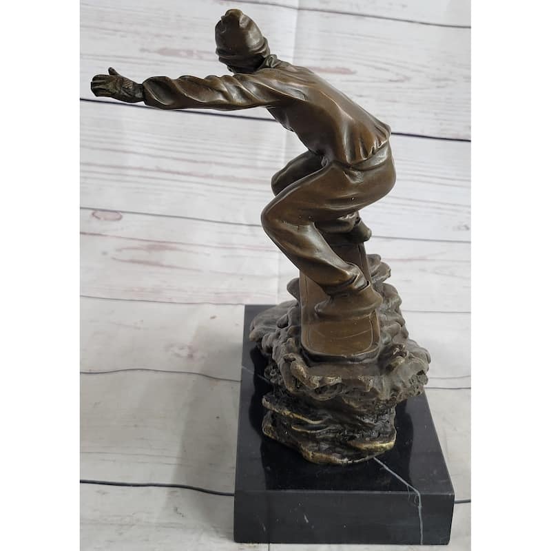 Snowboarder Bronze Metal Sculpture Statue Figure Trophy On Marble Base