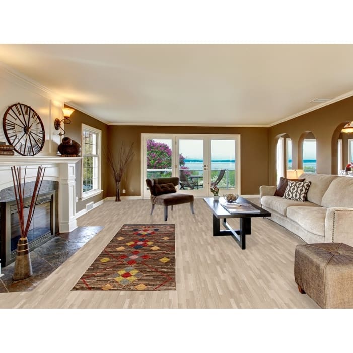 Brown Geometric Moroccan Oriental Runner Rug Handmade Wool Carpet - 2'11" x 9'8"