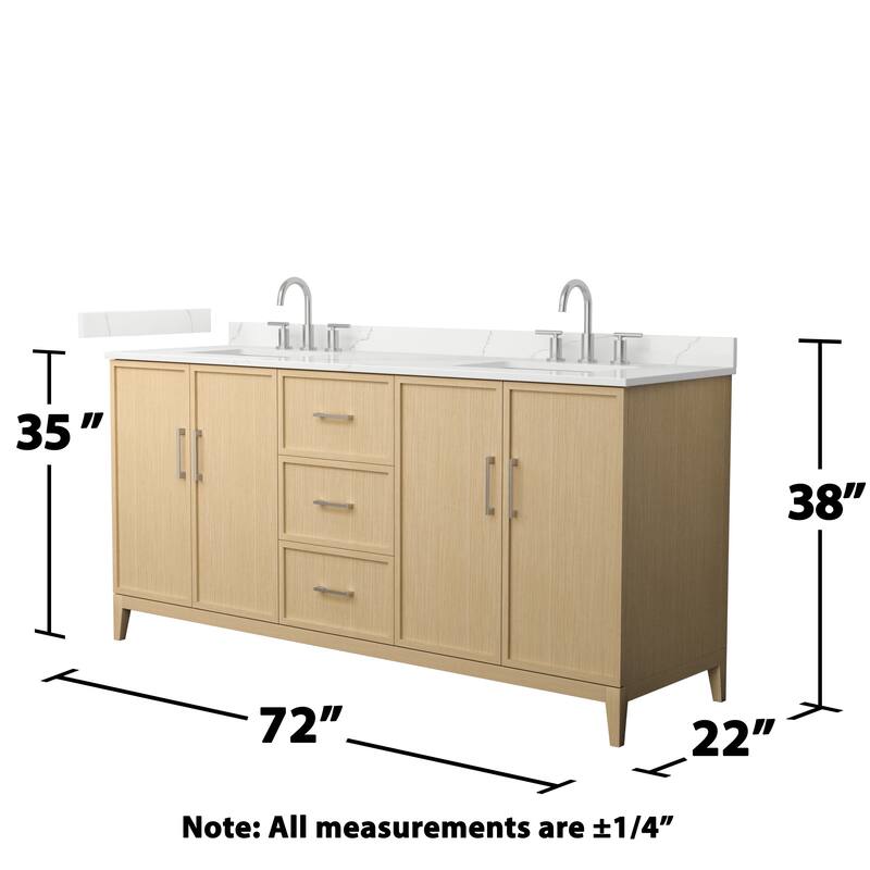 Elan 72-inch Double Vanity, 3 Hole Quartz Top