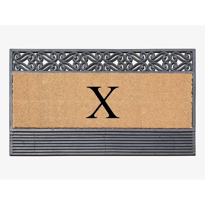 A1HC First Impression Rubber and Coir Rosewood 24" X 36", Heavy Duty Outdoor Monogrammed Doormat - Monogrammed X