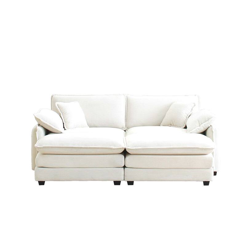 Ergonomic 2-Seater Modular Theater Sofa with Ottoman and Pillows
