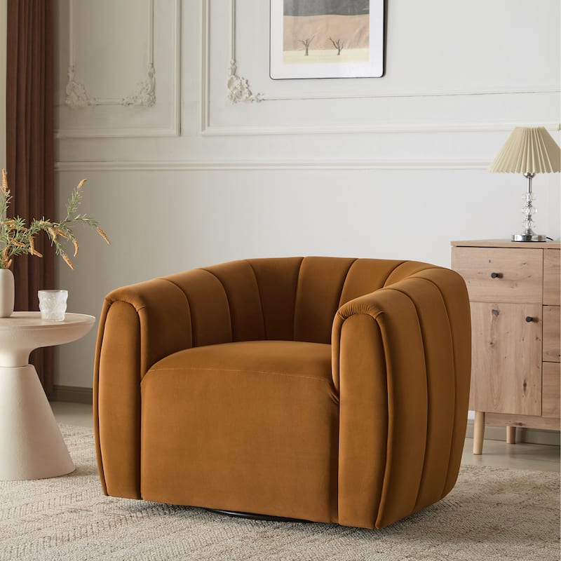 Monroe Indoor Modern Swivel Club Chair by Christopher Knight Home - Turmeric