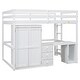 preview thumbnail 7 of 7, Full Loft Bed with Wardrobe, Desk, and Drawers - White