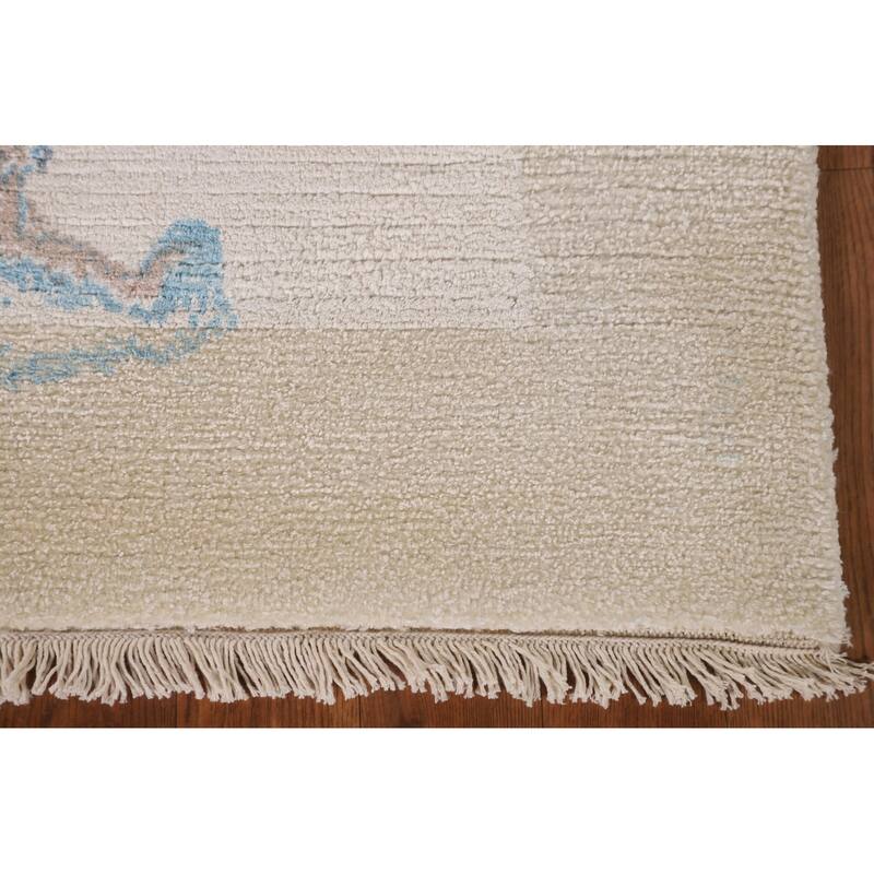 Abstract Oriental Accent Rug Handmade Multi-Color Wool Carpet - 2'8"x 4'9"