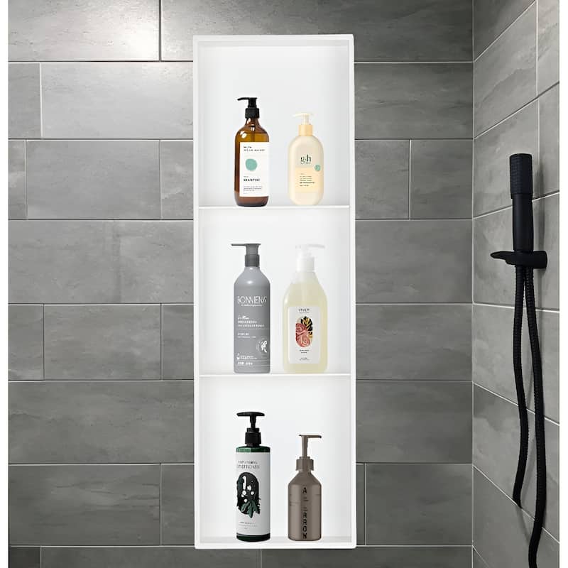18 Gauge Stainless Steel Black/White Cream Layered Rectangular Recessed Shower Niche - 36"x12.6"