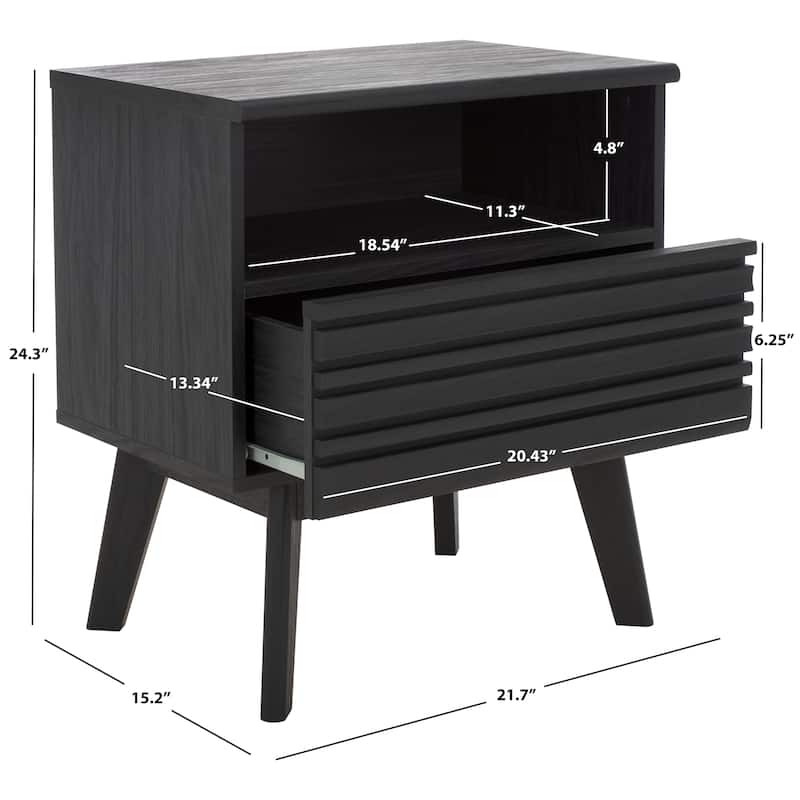 SAFAVIEH Home Esma 1 Drawer 1 Shelf Nightstand - Black