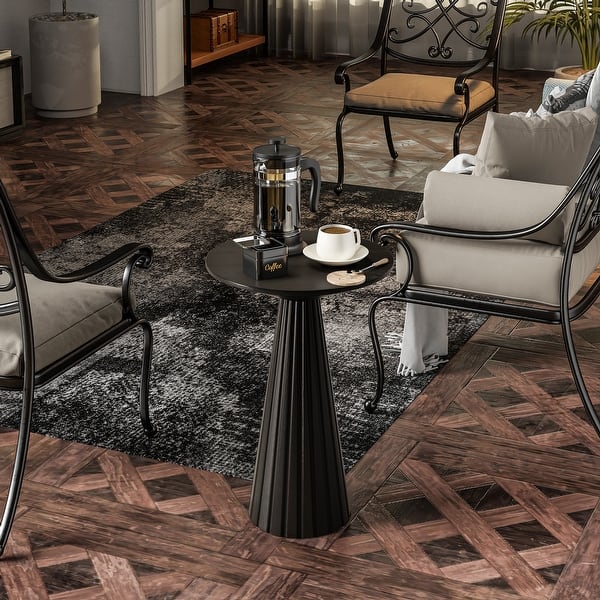 HOOBRO Small Side/End Table, Round Coffee Drink Martini Table With Pedestal For Small Spaces In Living Room Bedroom Sofa Couch Rustic Brown Bf168bz01