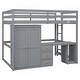 preview thumbnail 24 of 28, Full Size Wood Loft Bed with Wardrobe, Desk and Drawers