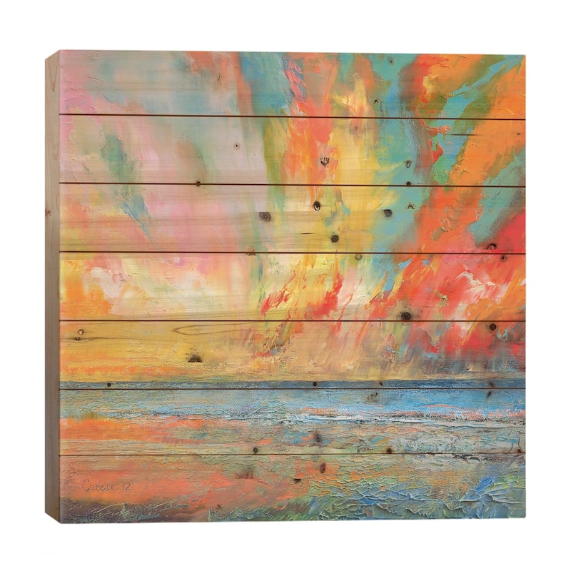 Hidden Heart Lava Sky Print On Wood by Michael Creese - Multi-Color - 26x26x1.5