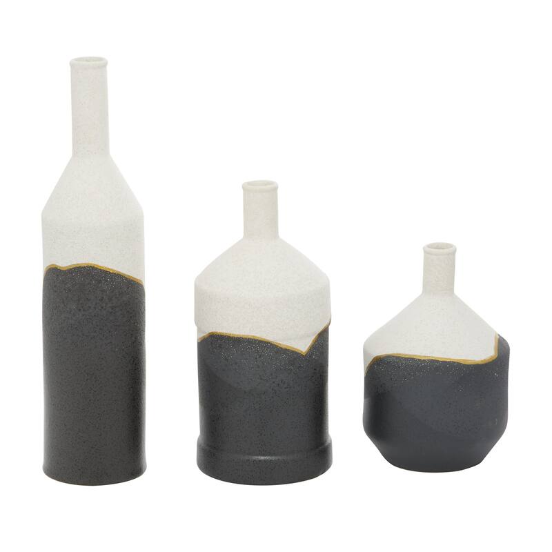 Ceramic Vase - Set of 3 Black - CosmoLiving by Cosmopolitan - 4"W x 4"L x 17"H