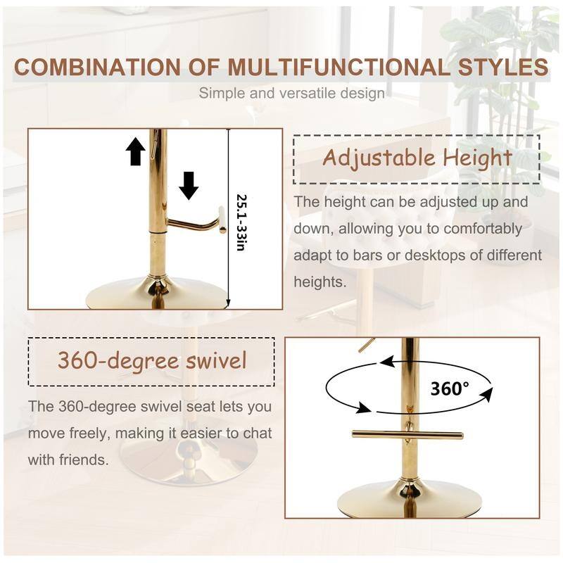 Modern Upholstered Swivel Adjusatble Height Barstools Set of 4