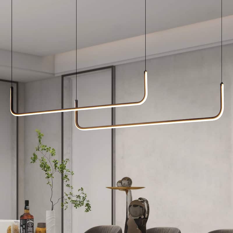 LED Linear Chandelier Kitchen Chandelier Modern Chandeliers - Black