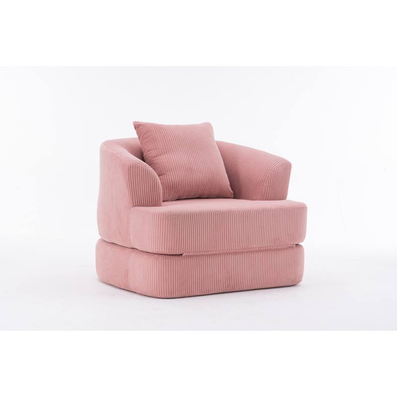 Foldable Corduroy Recliner Chair with Memory Foam Cushion