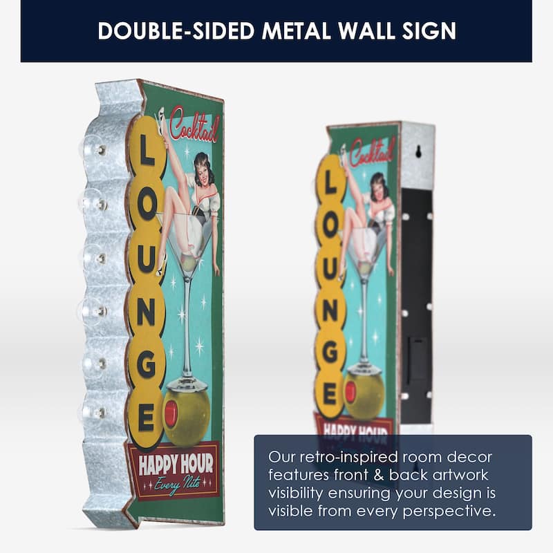 Metal LED Cocktail Lounge Every Nite Marquee Wall Sign - 23.75" x 9" x 3"