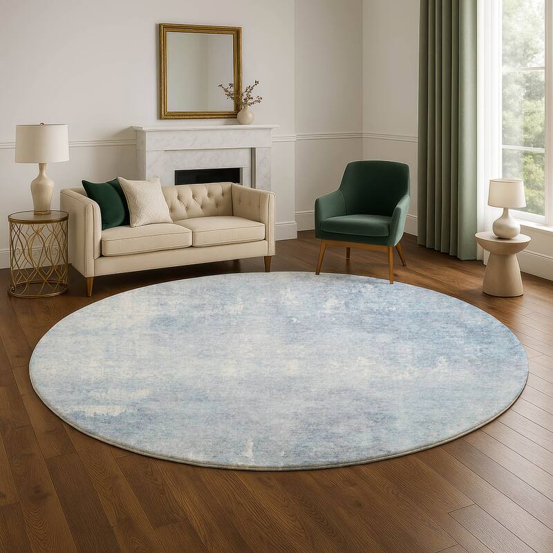 Premium Washable Super Soft Modern Watercolor Mayfield Rug - Sky - 8' x 8'