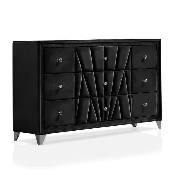 Ambrosia Modern Black 2-piece 9-Drawer Dresser and Mirror Set by Furniture  of America - Bed Bath & Beyond - 35633853