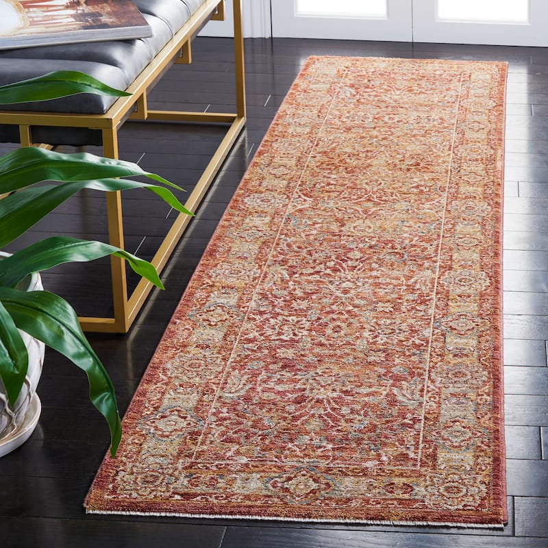 SAFAVIEH Valencia Zeinab Vintage Rug - 2' x 8' Runner - Rust/Teal