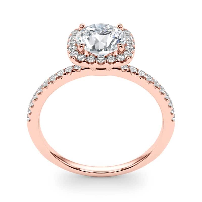 Auriya 14k-Rose Gold Lab Grown Round Diamond Halo Engagement Ring 0.50 to 5.00 ct. tw. (F-G VS)