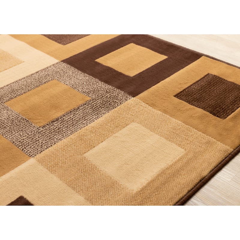 Florence Collection - Vintage Brown Squares Area Rug