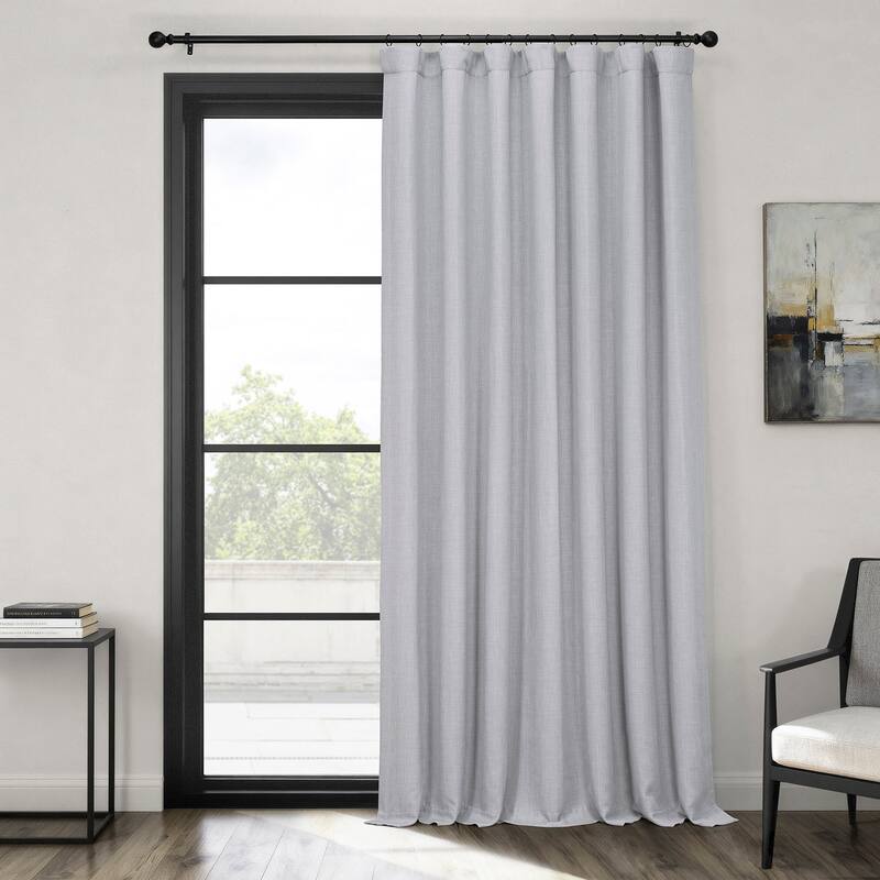 Exclusive Fabrics Textured Faux Linen Extra Wide Room Darkening Curtains for Bedroom & Living Room Curtains (1 Panel) - 100 X 84 - Heather Grey