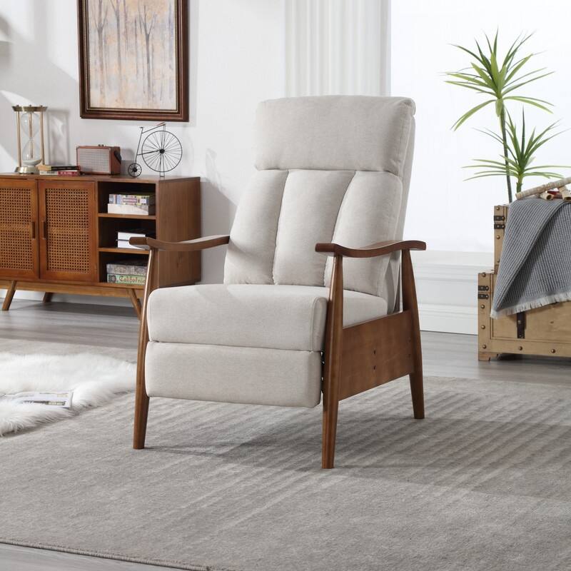 Modern Wood Frame Armchair Lounge Chair for Living Room - Beige
