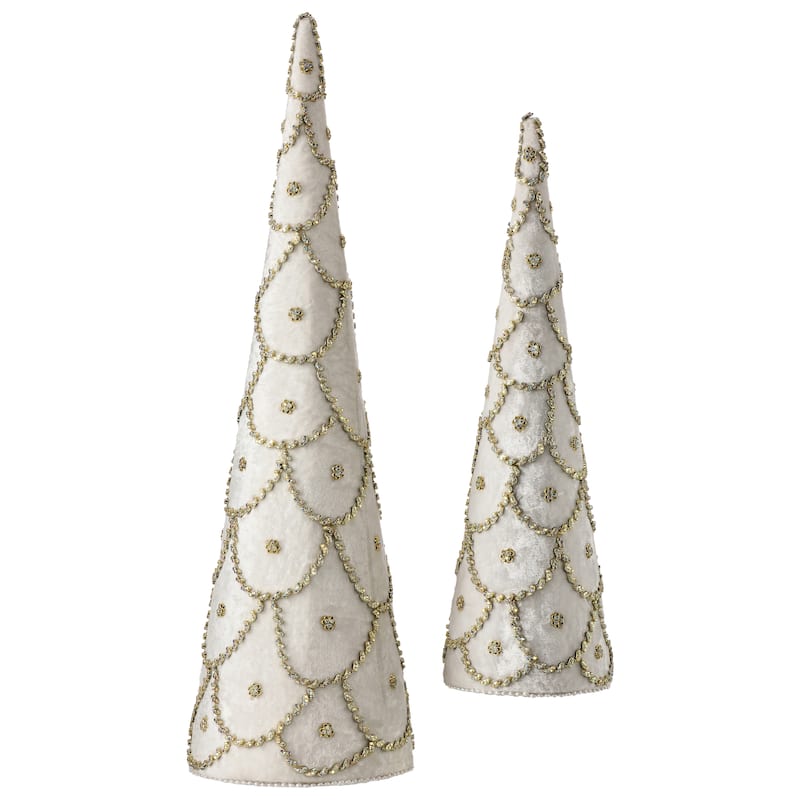 18-24" Jeweled Scalloped Velvet Cone Tree